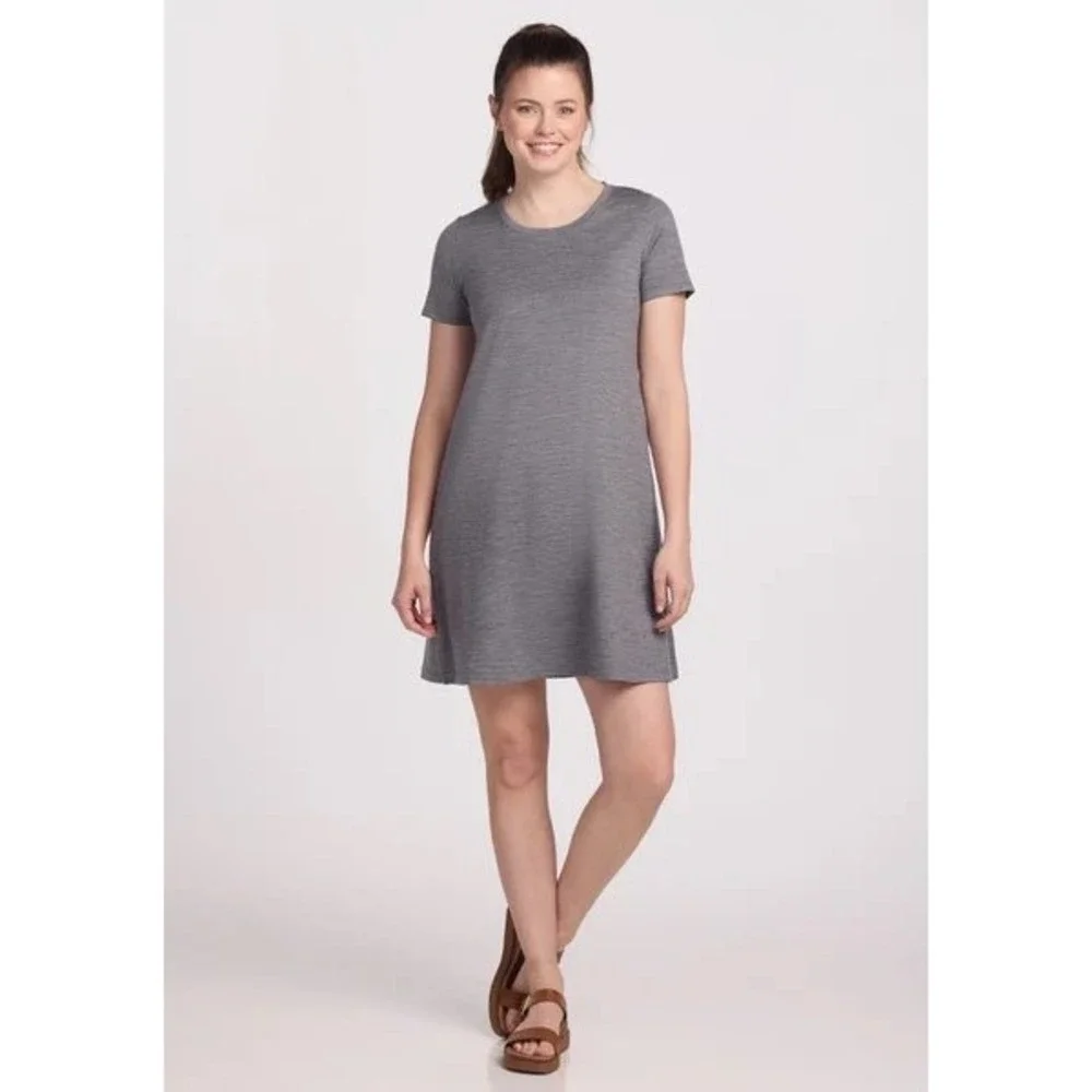 Woolx Georgie Merino Wool Dress Small Gray A-Line Pocket T-Shirt  Hiking Travel